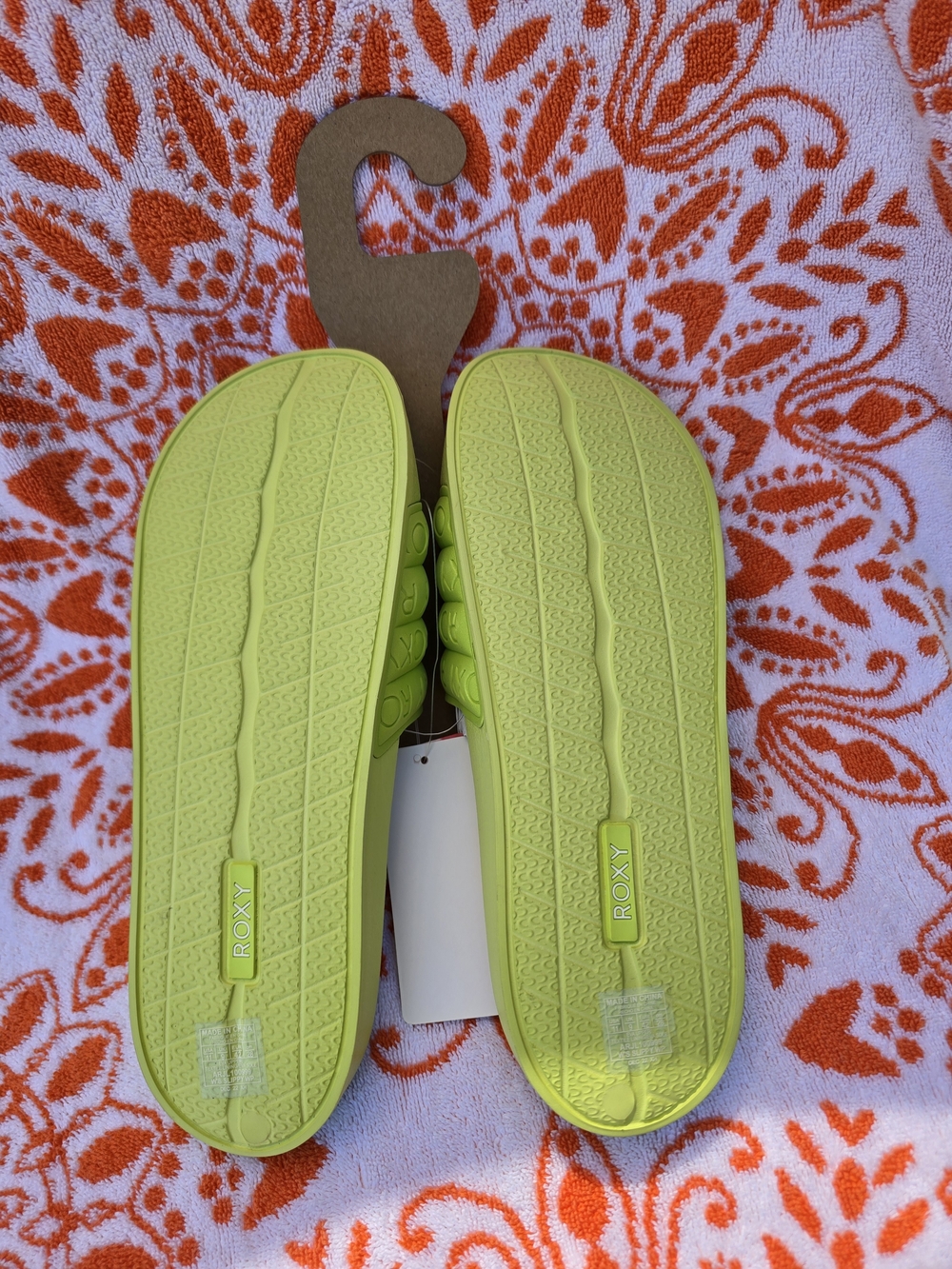 Roxy Water- Friendly Slide Sandals In Lime Green! NWT! - Picture 5 of 6